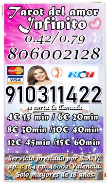 TAROT VISA CON VIDENCIA 3 EUROS 10 MINUTOS  LAS 24 HORAS EXPERTAS