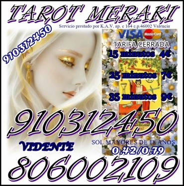 ¿BUSCAS RESPUESTAS FIABLES ?TAROT MERAKI  EXPERTAS TAROTISTAS Y VIDENTES 910312450 VIDENCI