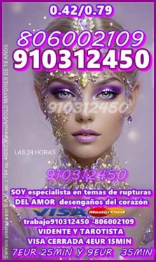 TAROT VISA VIDENTE BUENA PROMO  910 312 450 LAS 24 HORAS. VISA  4 € 15 MINU