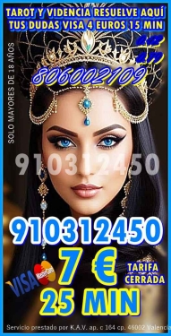 TAROT VISA TODA ESPAñA VISA BARATA 55  MINUTOS 15  EUROS 910312450- 806