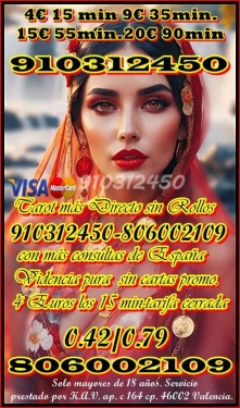 TAROT VISA  TODA  ESPAñA  LAS 24 HORAS  VISA BARATA 15 € 55 MIN  910312450- 806002109