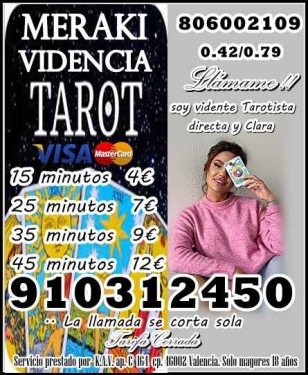 12€ 45MIN TAROT VISA 910312450  , TAROT 806 VIDENTES COSTE MIN. 0,42/0,79 CM € 806002109