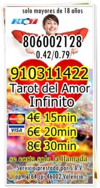 VIDENTE ECONóMICA 10 € 40 MIN  ☎ 910311422 VIDENTES REALES ,TAROT VISA