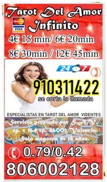 TAROT VISA CON VIDENCIA 3 EUROS 10 MINUTOS 910311422-806002128